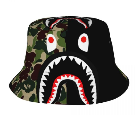 Bape Shark Camo Black Hat - BapeClothing
